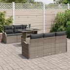 Gartensofa-set mit Kissen 7 pcs Grau Poly-Rattan