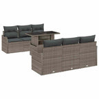Gartensofa-set mit Kissen 7 pcs Grau Poly-Rattan