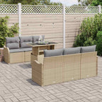 Gartensofa-set mit Kissen 7 pcs Beige Poly-Rattan