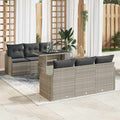 Gartensofa-set mit Kissen 7 pcs Hellgrau Poly-Rattan