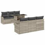 Gartensofa-set mit Kissen 7 pcs Hellgrau Poly-Rattan