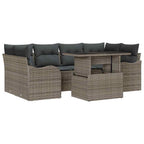 Gartensofa-set mit Kissen 7 pcs Grau und Dunkelgrau Poly-Rattan