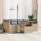 Gartensofa-set mit Kissen 7 pcs Beige Poly-Rattan