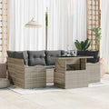 Gartensofa-set mit Kissen 7 pcs Hellgrau und Grau Poly-Rattan