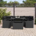 Gartensofa-set mit Kissen 7 pcs Schwarz Poly-Rattan