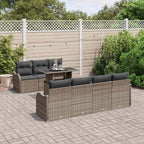 Gartensofa-set mit Kissen 8 pcs Grau Poly-Rattan