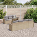 Gartensofa-set mit Kissen 8 pcs Beige Poly-Rattan