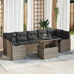 Gartensofa-set mit Kissen 8 pcs Grau Poly-Rattan