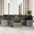 Gartensofa-set mit Kissen 8 pcs Grau Poly-Rattan