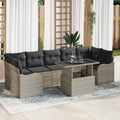 Gartensofa-set mit Kissen 8 pcs Hellgrau und Grau Poly-Rattan