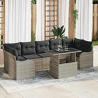 Gartensofa-set mit Kissen 8 pcs Hellgrau und Grau Poly-Rattan