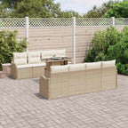 Gartensofa-set mit Kissen 7 pcs Beige Poly-Rattan