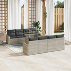 Gartensofa-set mit Kissen 7 pcs Hellgrau Poly-Rattan