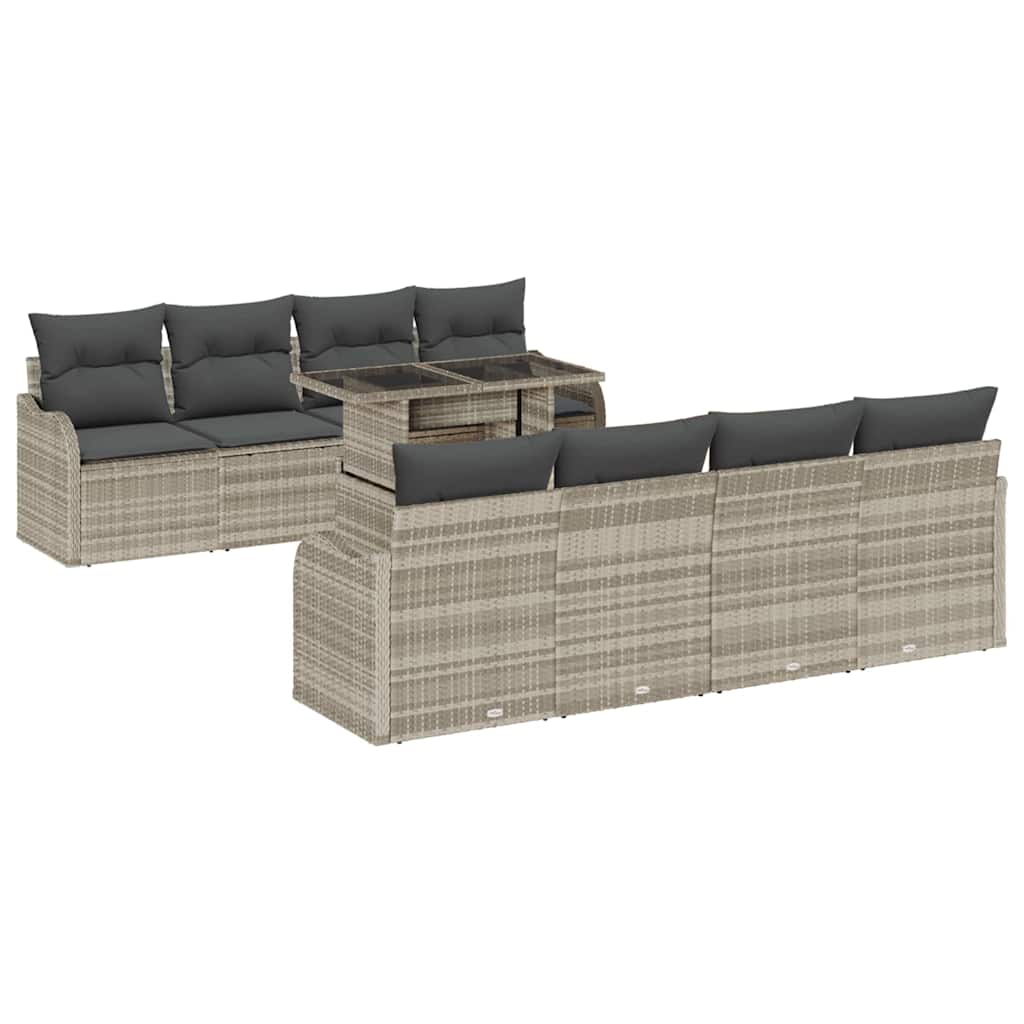 Gartensofa-set mit Kissen 7 pcs Hellgrau Poly-Rattan