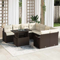 Gartensofa-set mit Kissen 9 pcs Braun Poly-Rattan