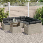 Gartensofa-set mit Kissen 9 pcs Hellgrau Poly-Rattan