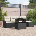Sitzgruppe für den Outdoor mit Kissen 6 pcs Schwarz Poly Rattan