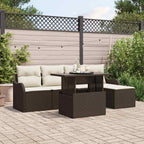 Sitzgruppe für den Outdoor mit Kissen 6 pcs Braun Poly Rattan