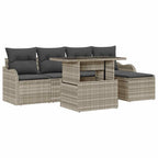 Sitzgruppe für den Outdoor 6 pcs Hellgrau Poly Rattan