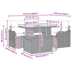 Outdoortisch-Set mit Kissen 5 pcs Braun Poly Rattan