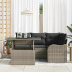 Outdoortisch-Set mit Kissen 5 pcs Grau Poly Rattan