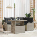 Outdoortisch-Set mit Kissen 5 pcs Hellgrau Poly Rattan