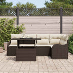 Essgruppe mit Kissen 6 pcs Braun Poly Rattan