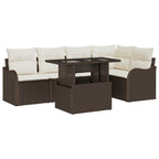 Essgruppe mit Kissen 6 pcs Braun Poly Rattan