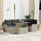 Essgruppe mit Kissen 6 pcs Hellgrau Poly Rattan