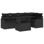 Essgruppe mit Kissen 6 pcs Schwarz Poly Rattan