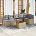 Sofa Set mit Kissen 7 pcs Beige Poly Rattan