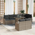 Lounge-Set mit Kissen 9 pcs Grau Poly Rattan