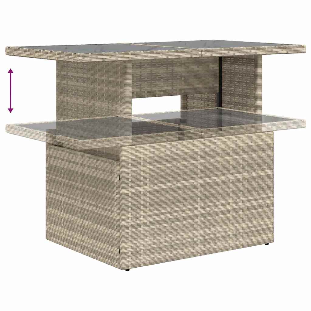 Lounge-Set mit Kissen 9 pcs Hellgrau Poly Rattan