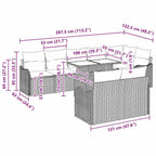 Lounge-Set mit Kissen 9 pcs Schwarz Poly Rattan