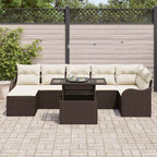 Garten-Sofa-Set mit Kissen 8 pcs Braun Poly Rattan