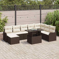 Garten-Sofa-Set mit Kissen 9 pcs Braun Poly Rattan