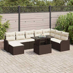 Garten-Sofa-Set mit Kissen 9 pcs Braun Poly Rattan
