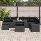 Garten-Sofa-Set mit Kissen 9 pcs Schwarz Poly Rattan