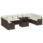 Garten-Sofa-Set mit Kissen 11 pcs Braun Poly Rattan