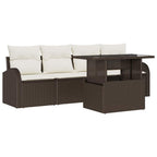 Gartensofa-set mit Kissen 5 pcs Braun Poly-Rattan