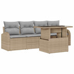Gartensofa-set mit Kissen 5 pcs Beige Poly-Rattan