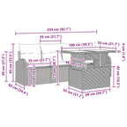 Gartensofa-set mit Kissen 5 pcs Hellgrau Poly-Rattan