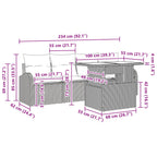 Gartensofa-set mit Kissen 5 pcs Braun Poly-Rattan