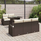 Gartensofa-set mit Kissen 6 pcs Braun Poly Rattan