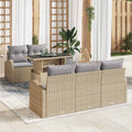 Gartensofa-set mit Kissen 6 pcs Beige Poly Rattan