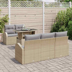Gartensofa-set mit Kissen 6 pcs Beige Poly Rattan