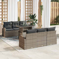 Gartensofa-set mit Kissen 7 pcs Grau Poly Rattan