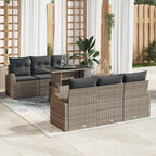 Gartensofa-set mit Kissen 7 pcs Grau Poly Rattan