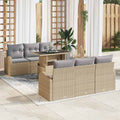 Gartensofa-set mit Kissen 7 pcs Beige Poly Rattan