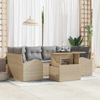 Gartensofa-set mit Kissen 7 pcs Beige Poly Rattan